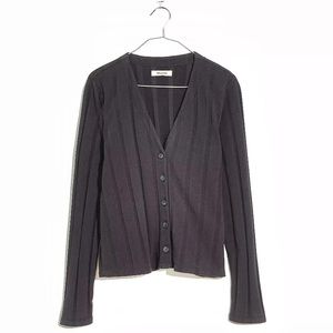 NWT Black Madewell Ribbed Sweater-Knit Cardigan